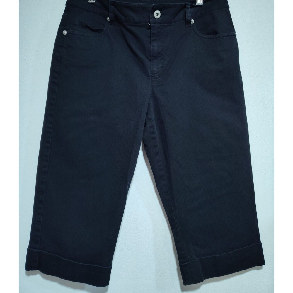 Liz & Co. Women Black Capri Pants Size 6 Stretch Cotton Blend Pockets
